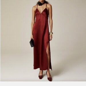 J crew burgundy silk slip dress, size 0